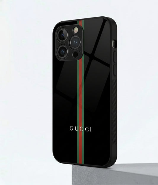 Gucci Stripe Style: Black & Red Line Metal Finish Case