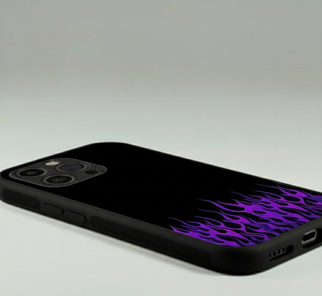 Purple Fire Glazed Black metal Phone Case