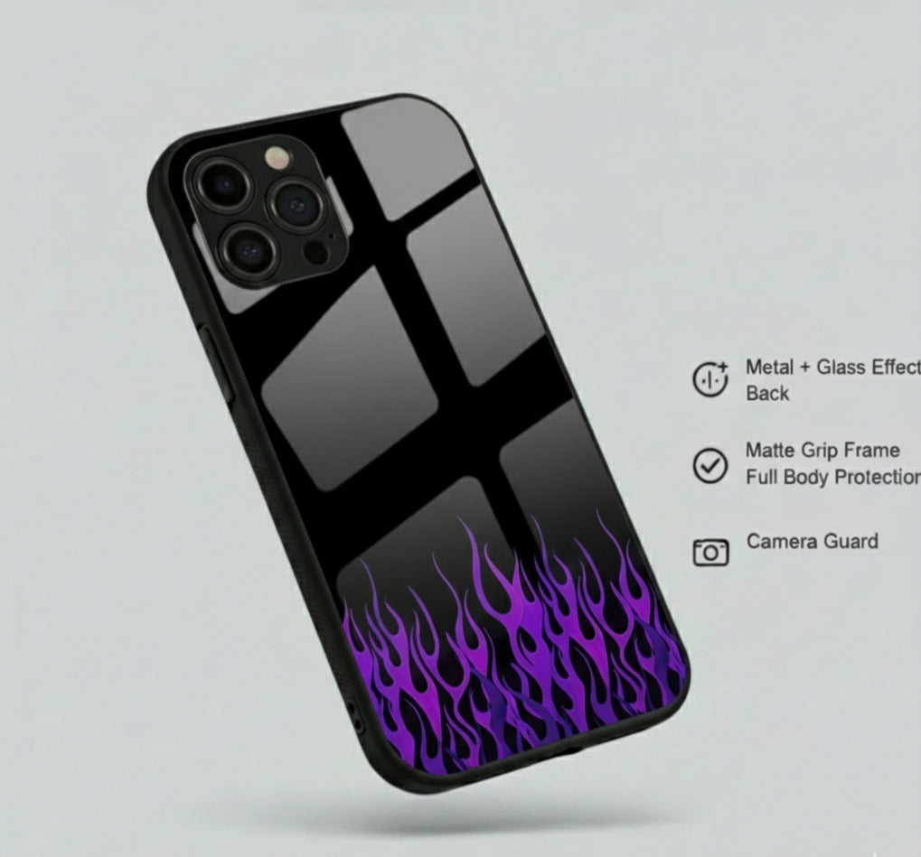 Purple Fire Glazed Black metal Phone Case