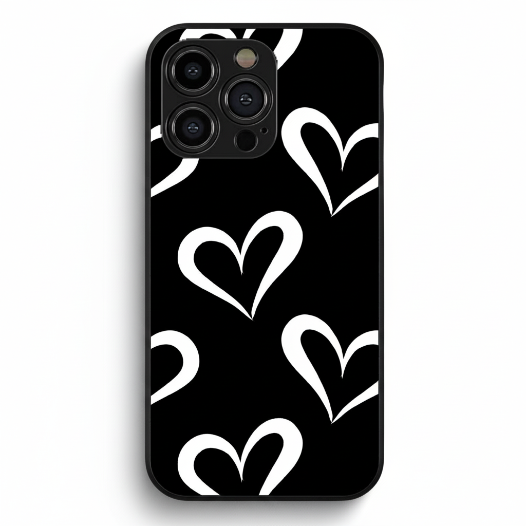 Black & White Heartbeat Case Metal Phone Case