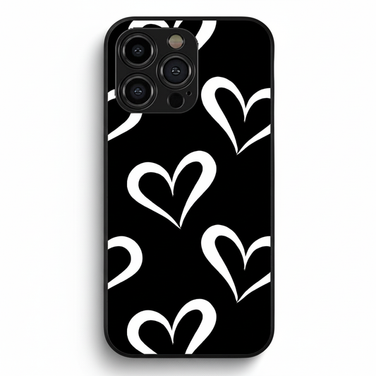 Black & White Heartbeat Case Metal Phone Case
