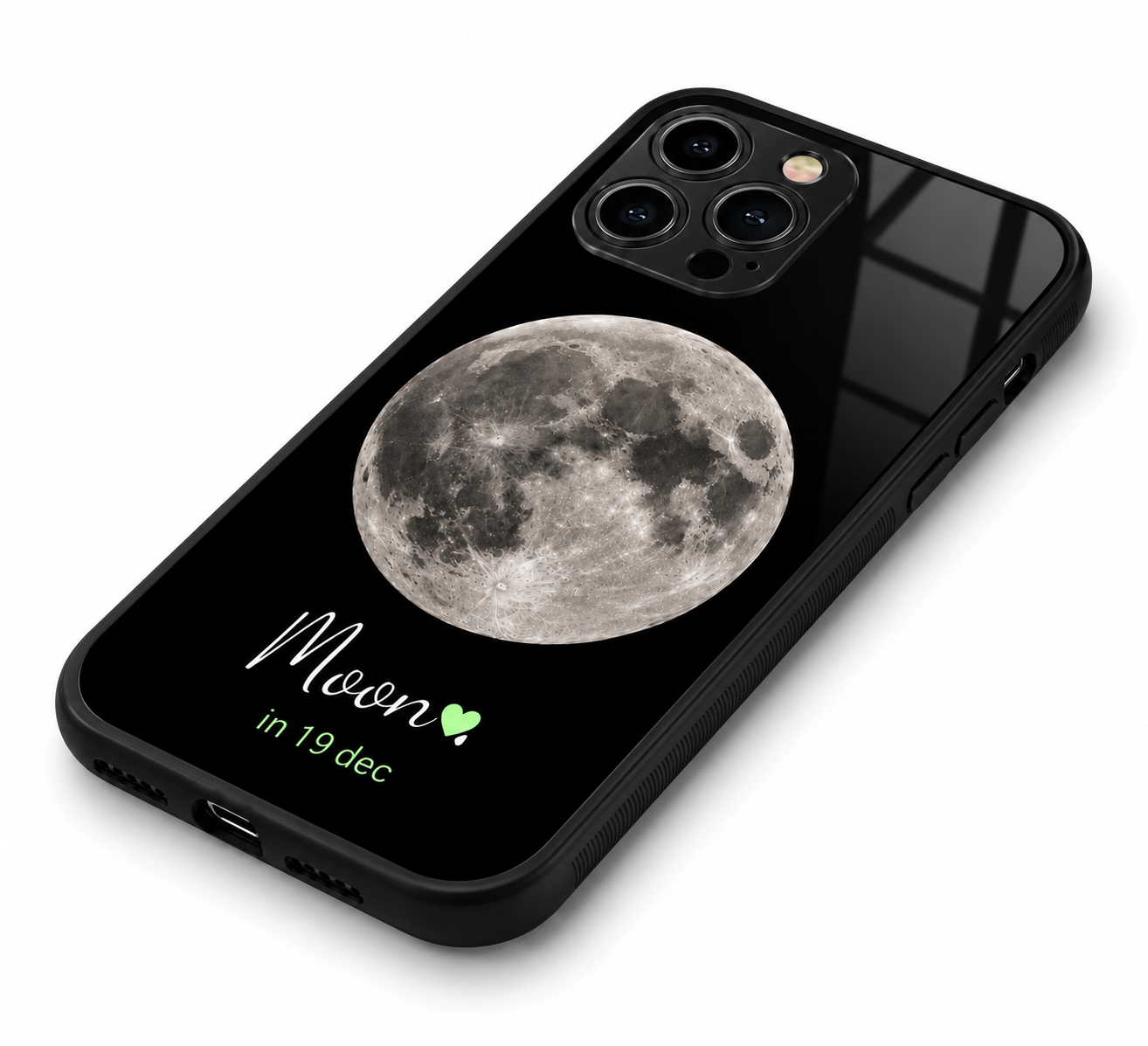 Custom Moon Date Hybird Metal Glass Phone Case