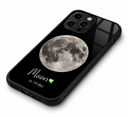 Custom Moon Date Hybird Metal Glass Phone Case