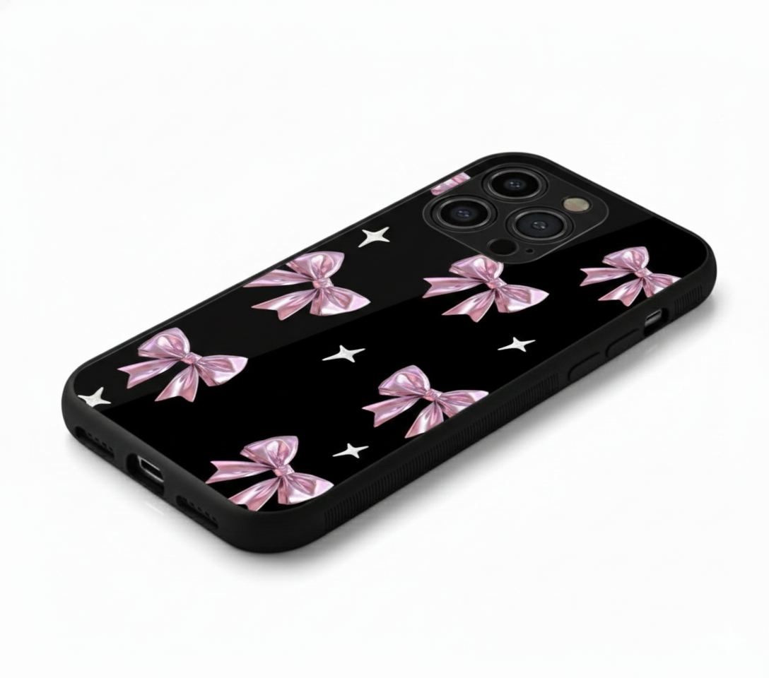 Chrome Ribbon Luxe black Hybrid Metal Phone Case