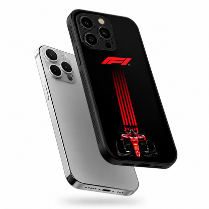F1 Racing Car Premium HYbird  Metal Glass Phone Case
