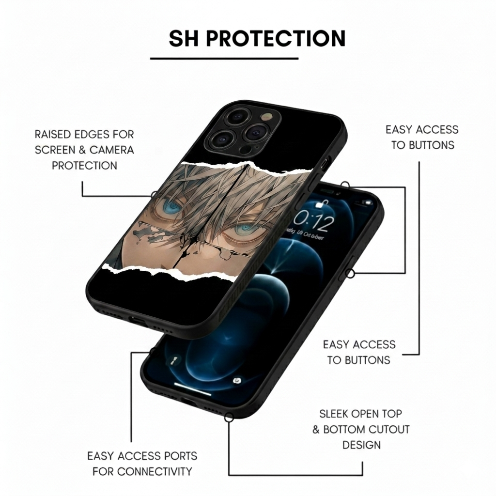 Blue Eyes Anime Hybird Metal Phone Case