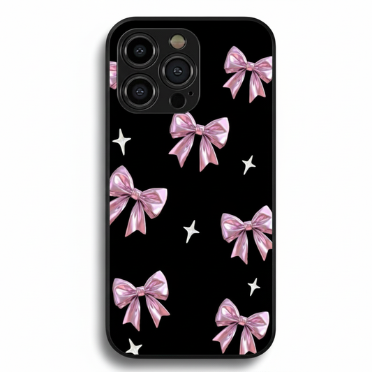 Chrome Ribbon Luxe black Hybrid Metal Phone Case
