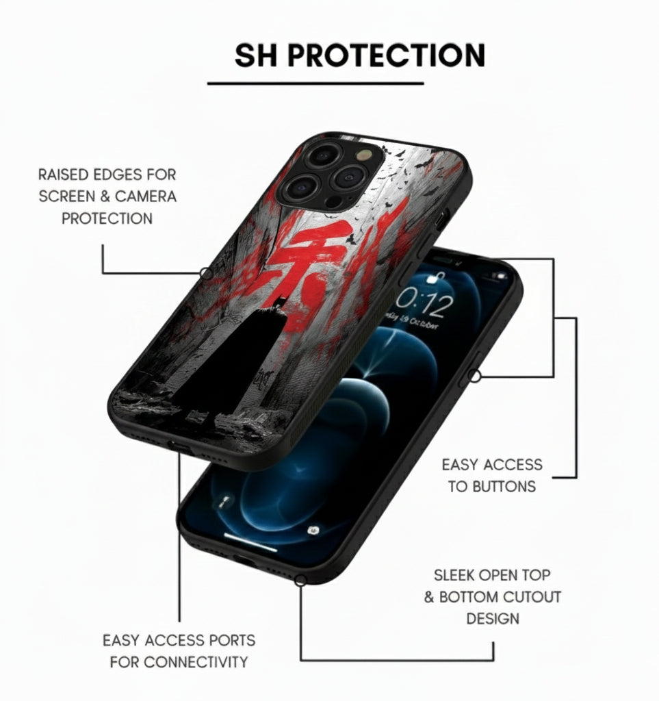 Batman/Dark look Design Red Hybrid Metal Phone Case