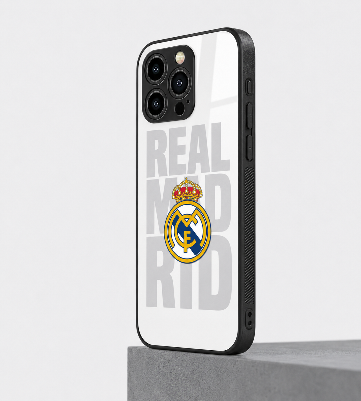 Real Madrid Premium Hybird Metal Glass Phone Case | Shockproof Camera Protection