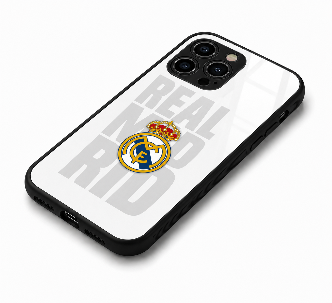 Real Madrid Premium Hybird Metal Glass Phone Case | Shockproof Camera Protection