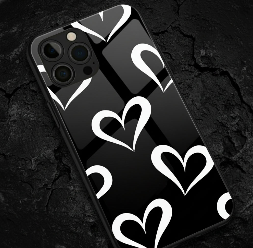 Black & White Heartbeat Case Metal Phone Case