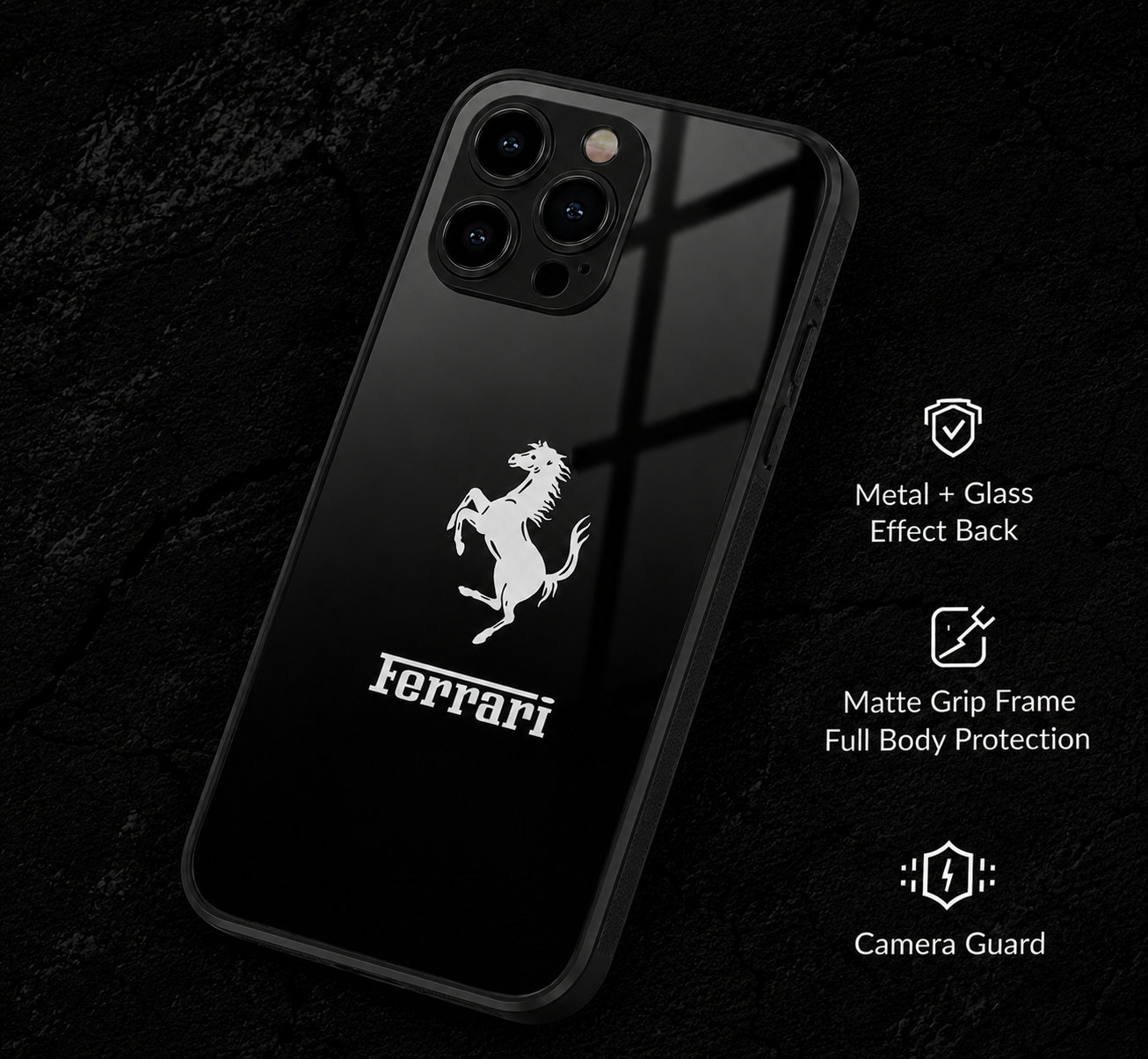 Luxury Ferrari Style Metal Phone Case – Premium Shockproof Cover