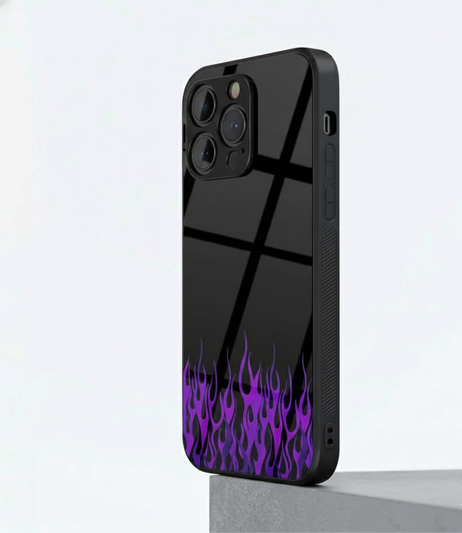 Purple Fire Glazed Black metal Phone Case