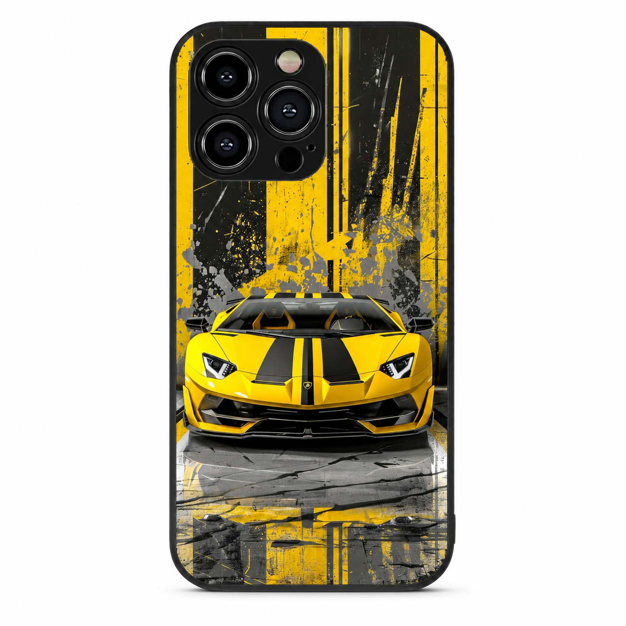 Yellow Lamborghini Style Metal Phone Case | Premium Protective Cover