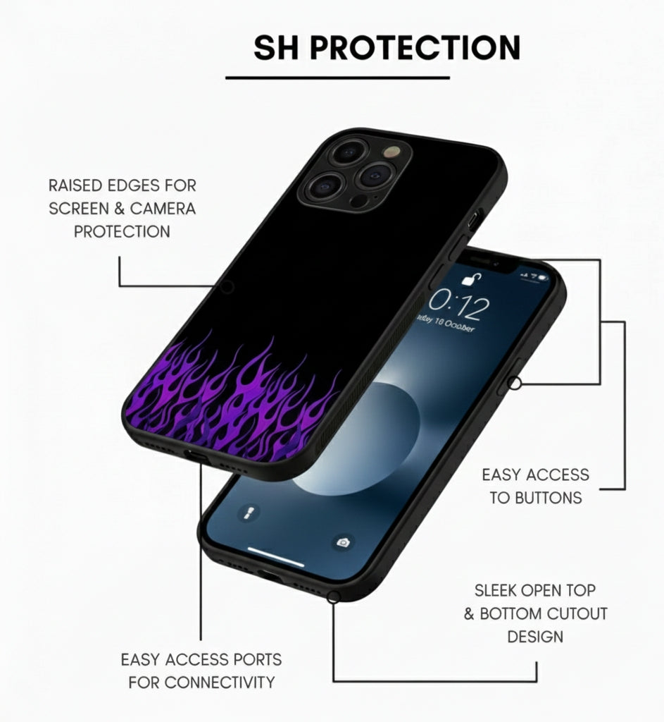 Purple Fire Glazed Black metal Phone Case