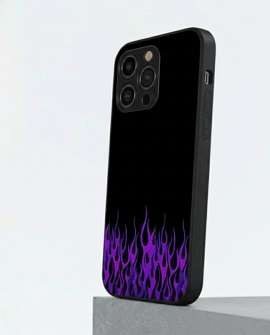 Purple Fire Glazed Black metal Phone Case