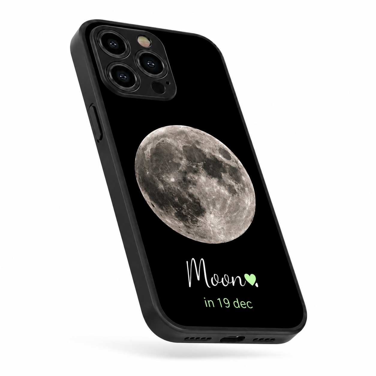 Custom Moon Date Hybird Metal Glass Phone Case