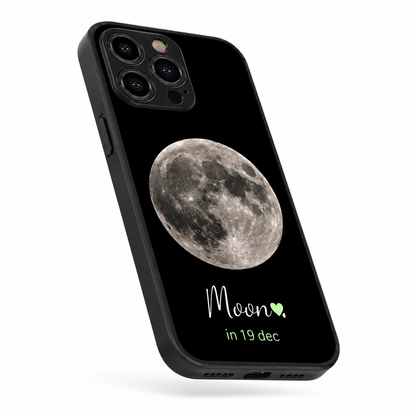 Custom Moon Date Hybird Metal Glass Phone Case