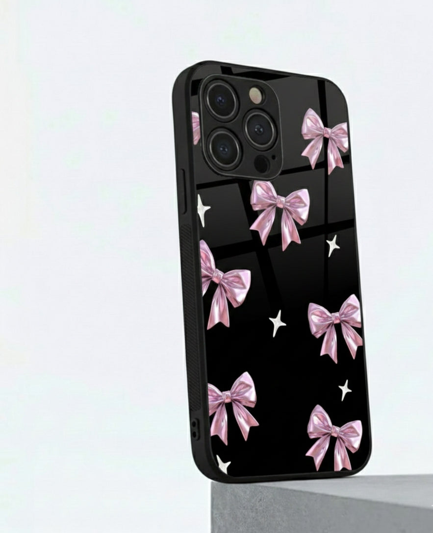 Chrome Ribbon Luxe black Hybrid Metal Phone Case