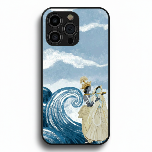 Divine Tide: Radha Krishna Metal Phone Case