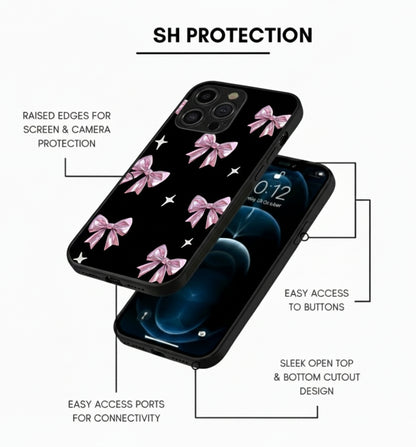 Chrome Ribbon Luxe black Hybrid Metal Phone Case