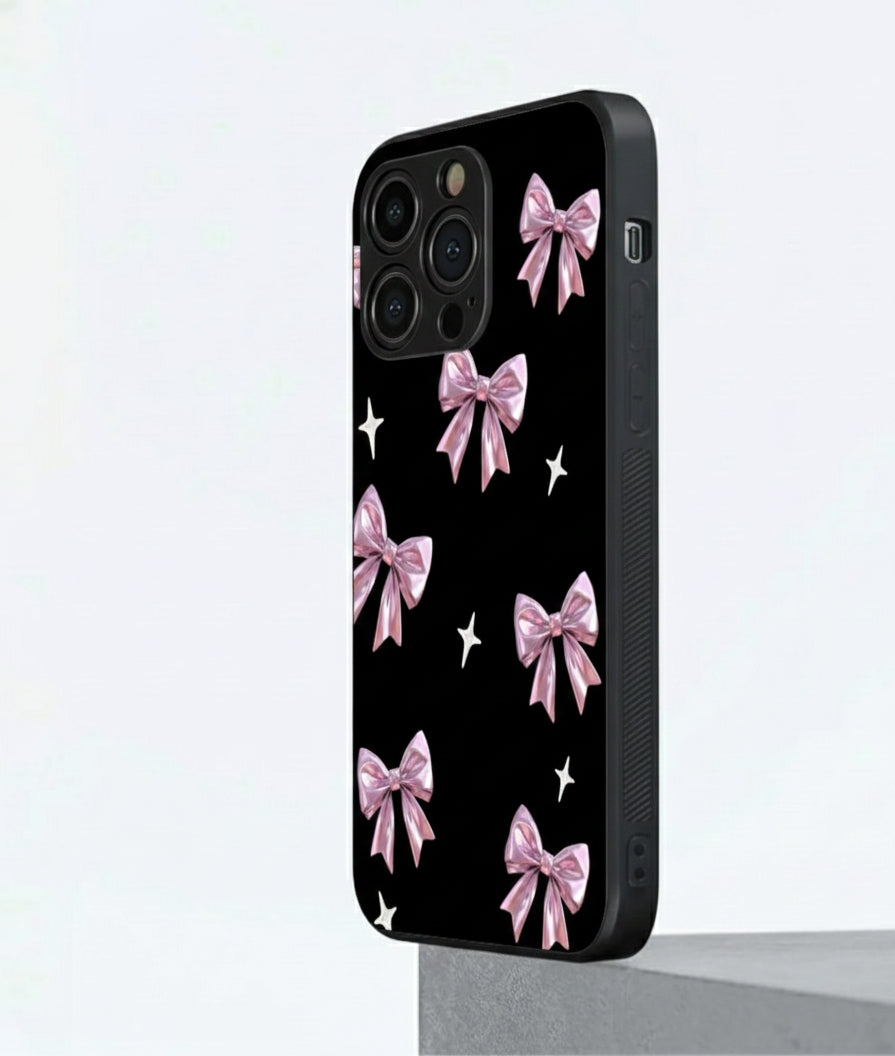 Chrome Ribbon Luxe black Hybrid Metal Phone Case