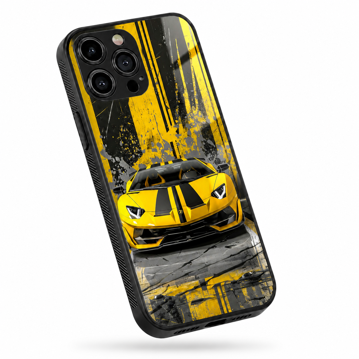 Yellow Lamborghini Style Metal Phone Case | Premium Protective Cover