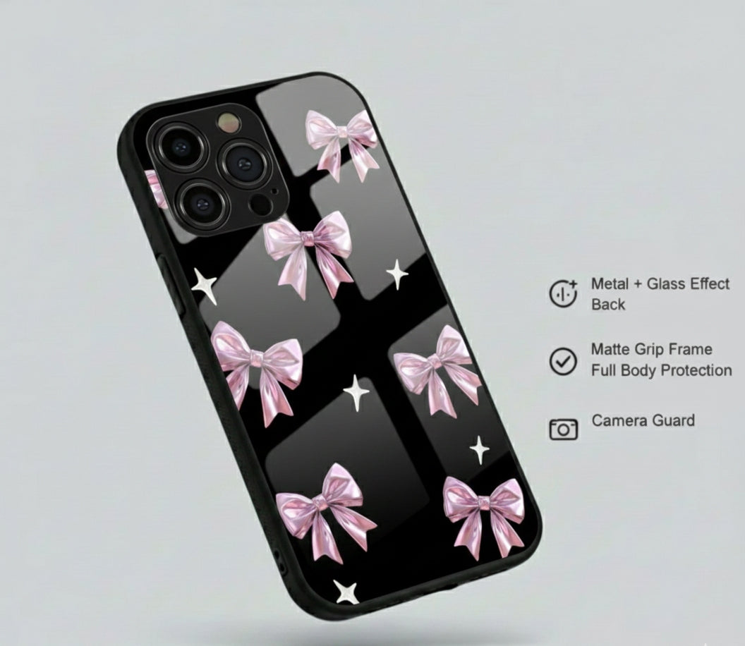 Chrome Ribbon Luxe black Hybrid Metal Phone Case