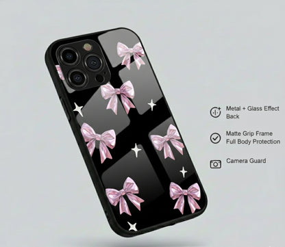 Chrome Ribbon Luxe black Hybrid Metal Phone Case