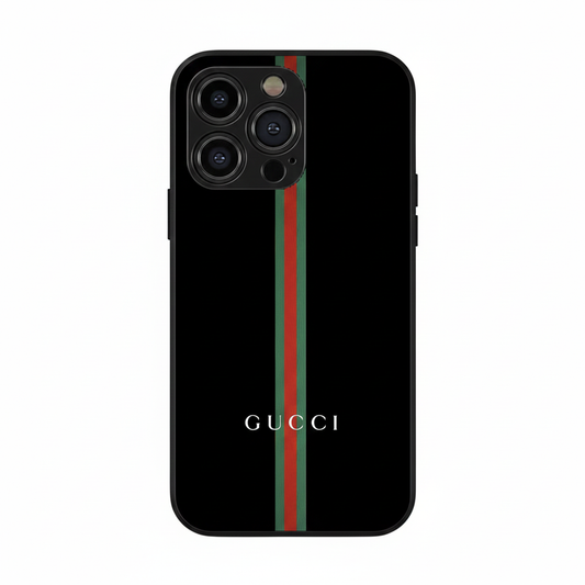Gucci Stripe Style: Black & Red Line Metal Finish Case