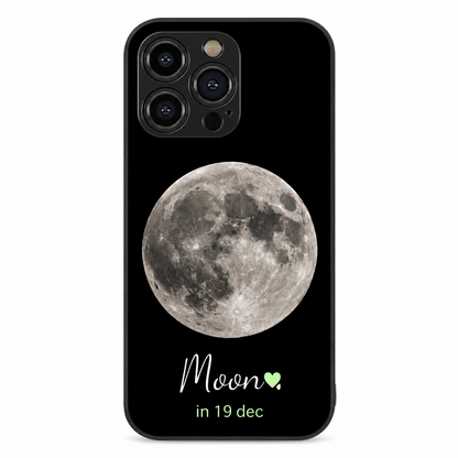 Custom Moon Date Hybird Metal Glass Phone Case