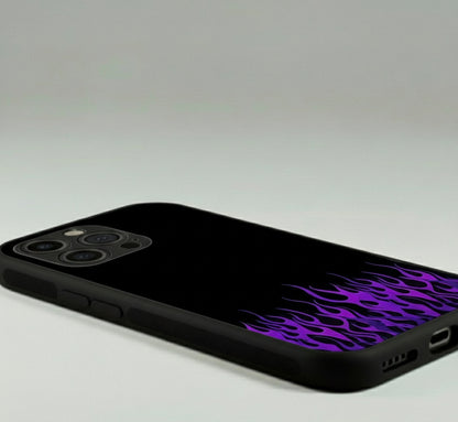 Purple Fire Glazed Black metal Phone Case